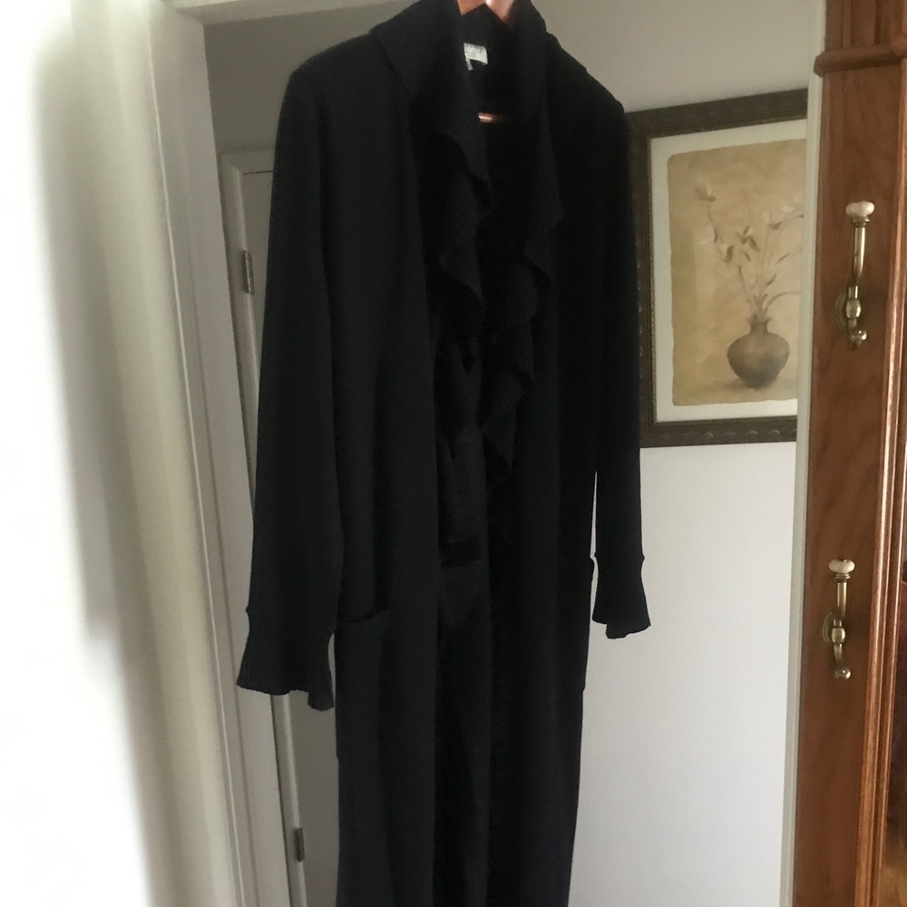 St John HARD TO FIND Long, Black Kelly Coat! Sz 10